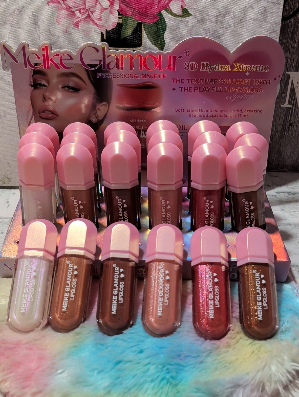 Meike Glamour Set of 6 Glosses— Light Pink, Rose, Nude, Brown, Shimmery Pink